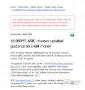 最新消息！ASIC客户资金隔离法案今天开始生效了